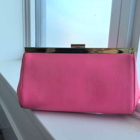 JCrew Leather Clutch - Hot Pink - Picture 1 of 4